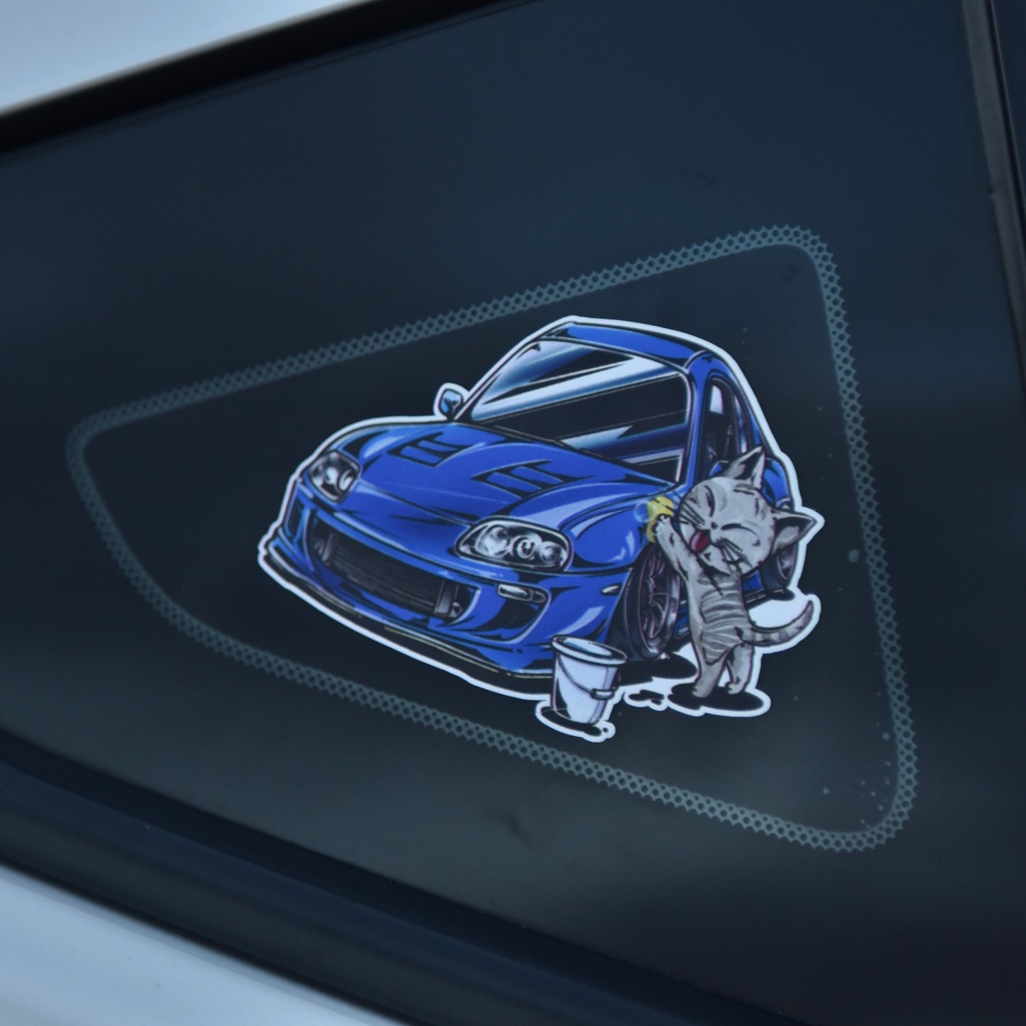 Chibi Cat & Toyota Supra MK4 Sticker