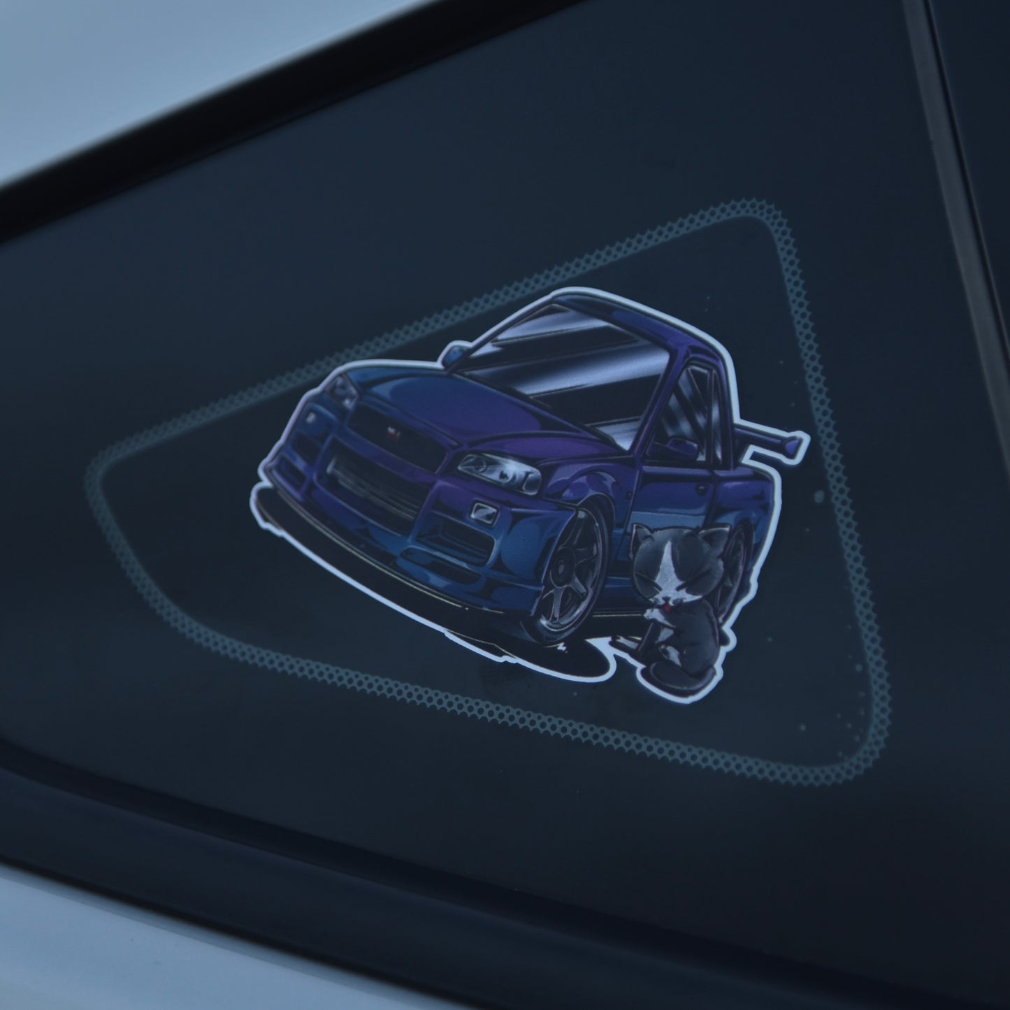 Chibi Cat & Nissan GTR34 Sticker