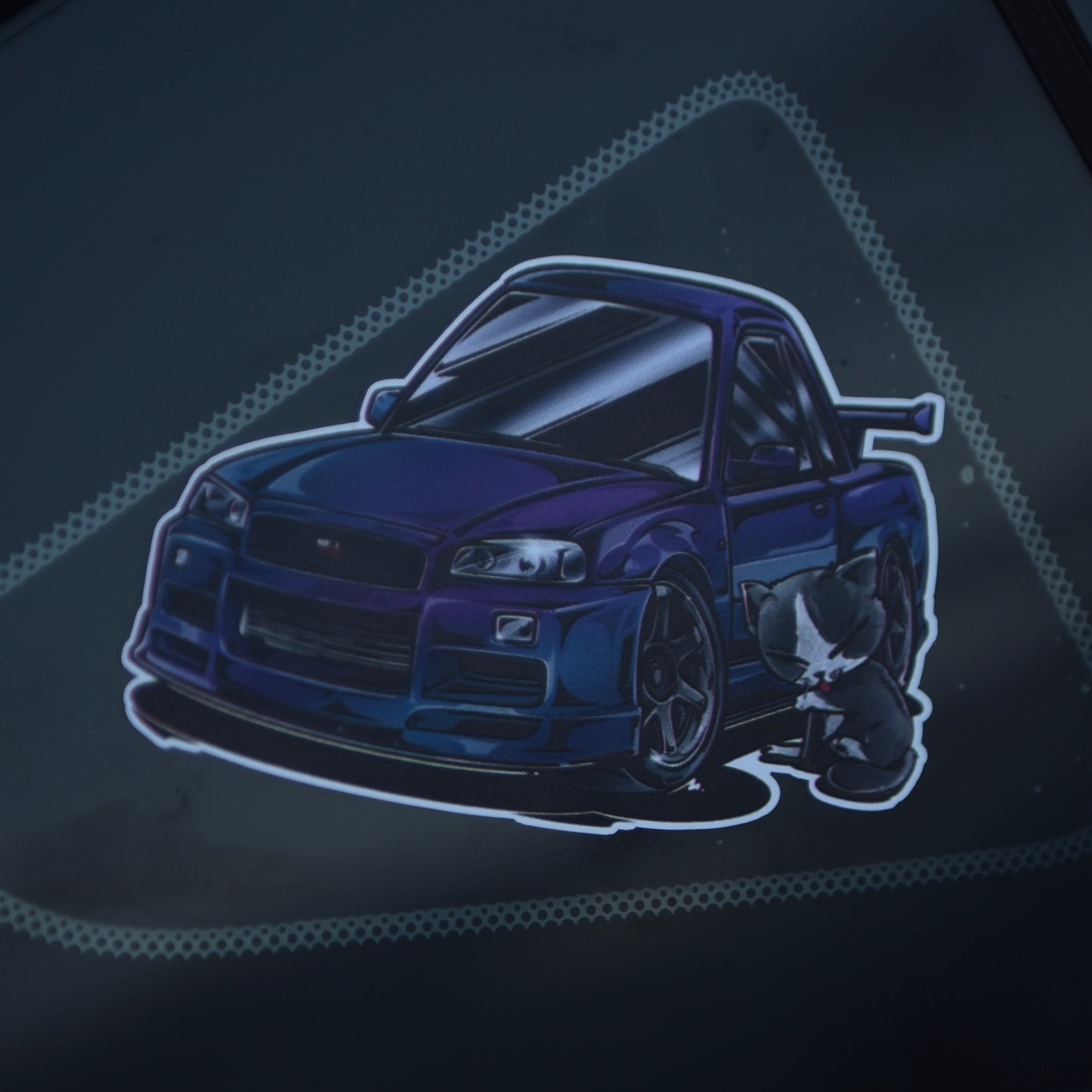 Chibi Cat & Nissan GTR34 Sticker