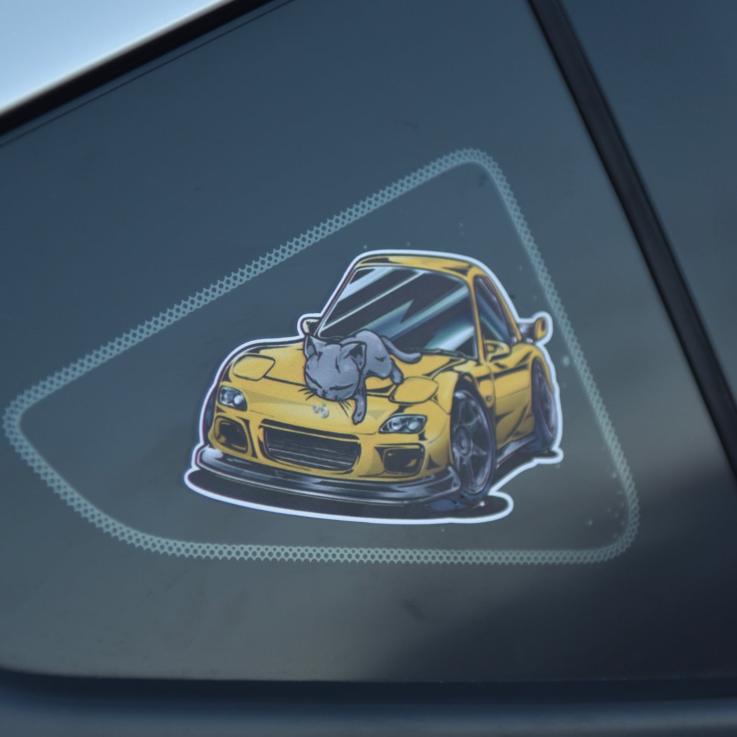 Chibi Cat & Mazda RX-7 FD Sticker
