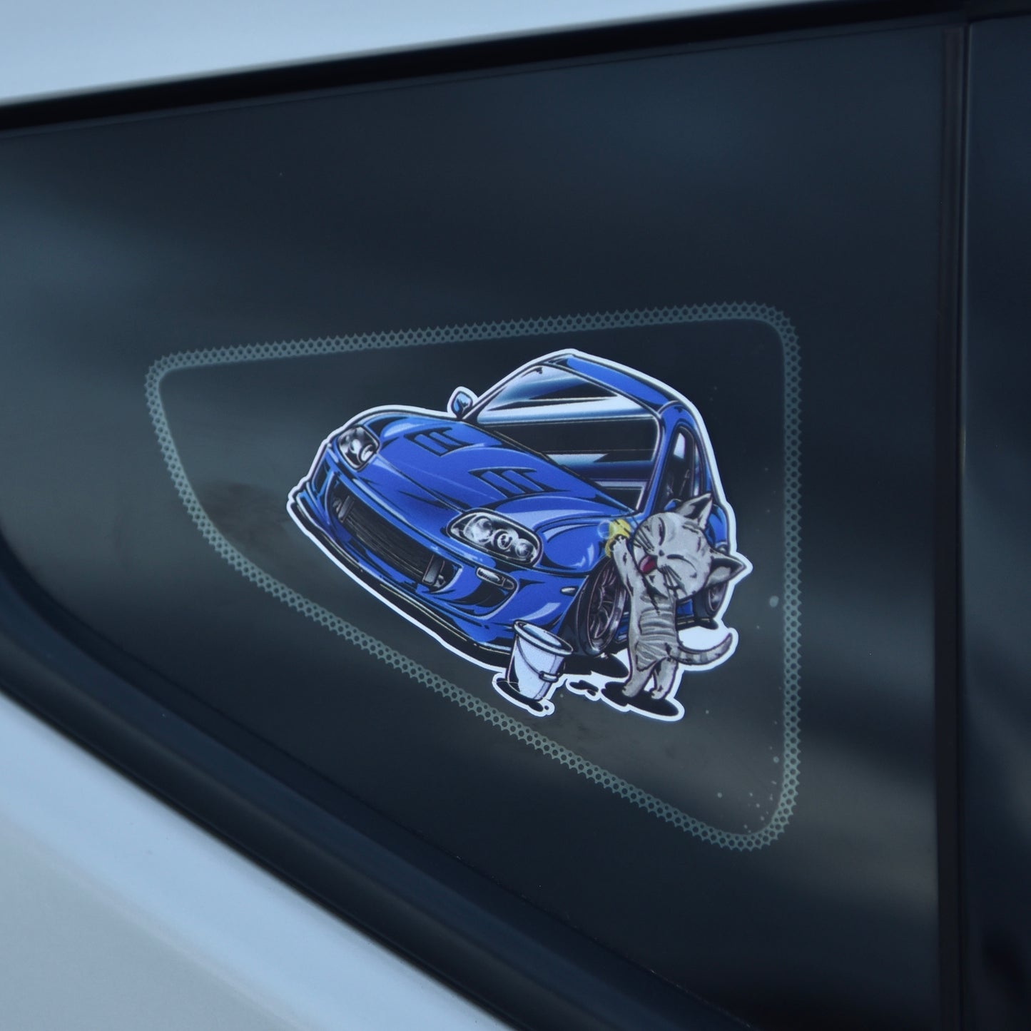Chibi Cat & Toyota Supra MK4 Sticker